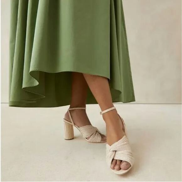 NEW $395 Loeffler Randall Reed Cream Sparkle Pleated Twist Heel - Picture 2 of 13